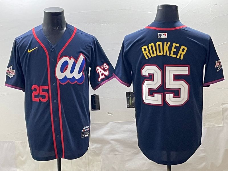 Men 2025 Oakland Athletics 25 Rooker Drak Blue All star Nike MLB Jersey style 03
